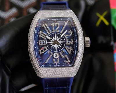Franck Muller saat replika V45 SC DT Vanguard Series 54*42*15mm 2824 Movement Blue Face Watch